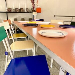 Alu table L + 6 alu chairs - expo (-30%)